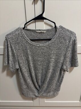 Blue notes Grey Knotted Front Short Sleeve Top - Women